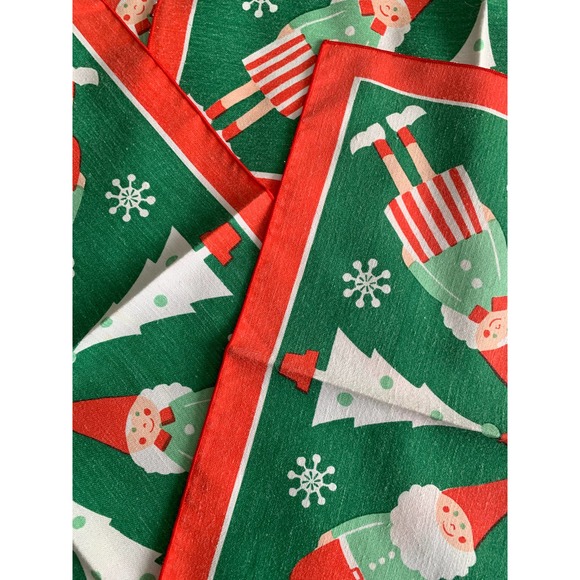 Scandinavian Christmas Cotton Napkin Set Modern Danish Dutch Boy Girl Design - Picture 7 of 9